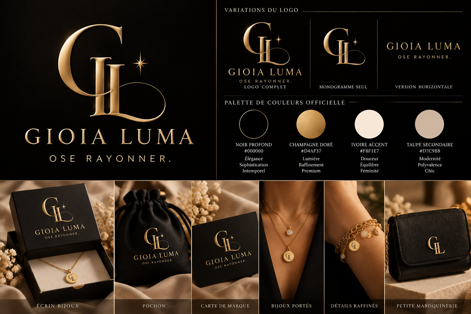 Monogramme GL doré, GIOIA LUMA — Ose rayonner.